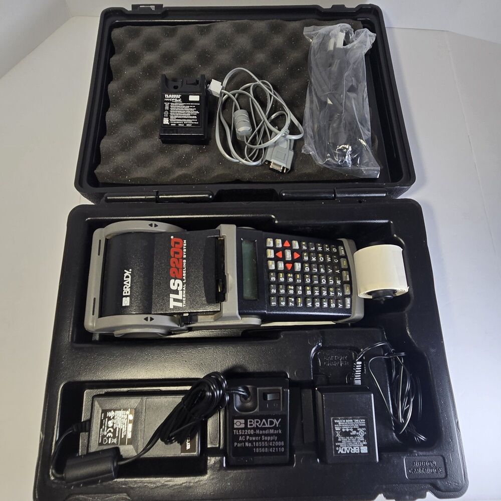 Brady TLS2200 Label Printer w/ Case & Accessories - Memory Error / Parts As Is